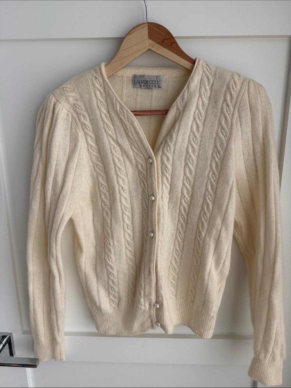 Vintage wool angora blend pearl cardigan